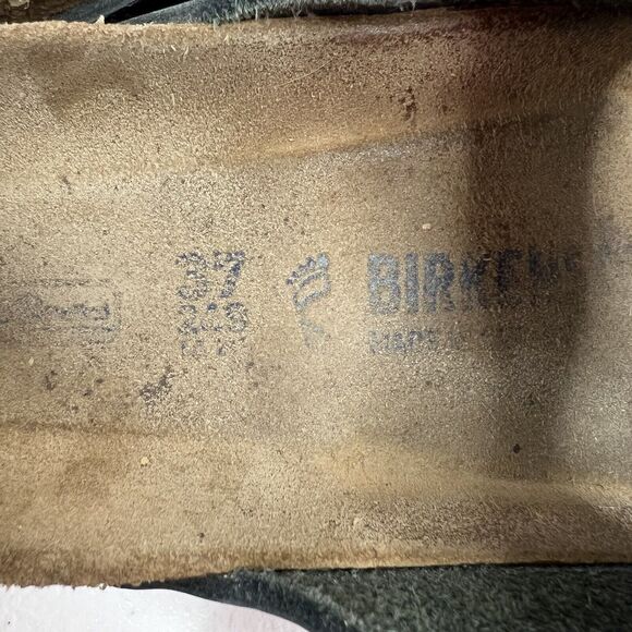 Birkenstock Women’s Size 37 US 6 6.5 Leather Sandals Anthracite Metallic Pewter - Picture 8 of 13